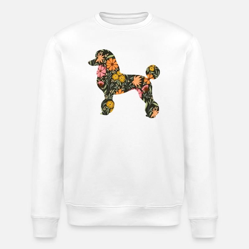Blumenpudel Hunde Silhouette - Stanley/Stella Unisex Bio-Sweatshirt ROLLER - Weiß