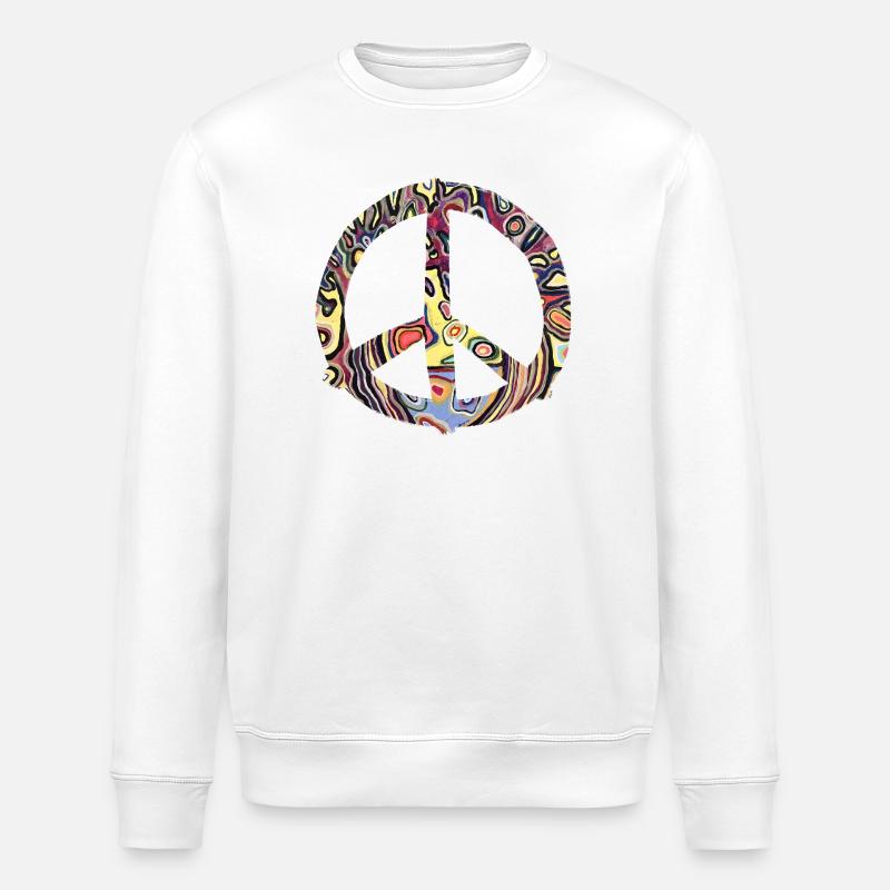 Buntes Friedenszeichen Muster - Stanley/Stella Unisex Bio-Sweatshirt ROLLER - Weiß