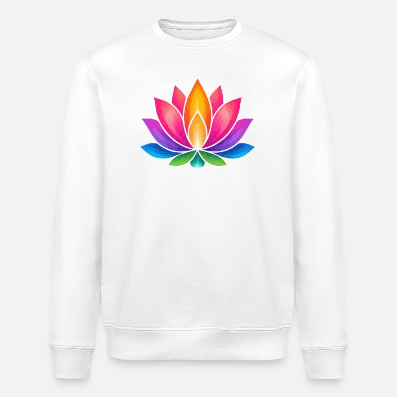 Leuchtende Lotusblüte Farbexplosion - Stanley/Stella Unisex Bio-Sweatshirt ROLLER - Weiß