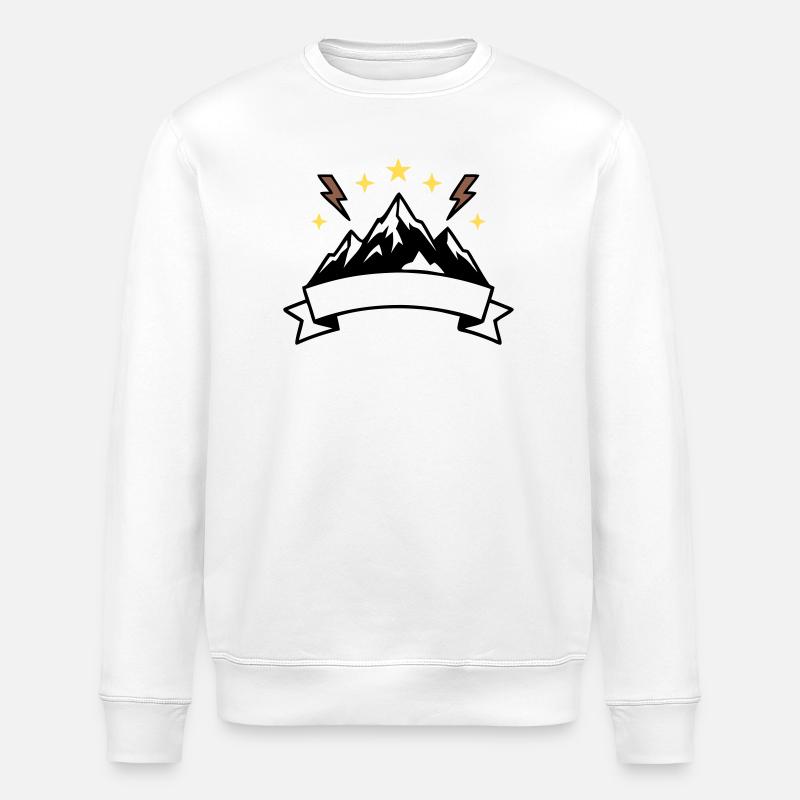 Berge Banner Textfeld Wappen - Stanley/Stella Unisex Bio-Sweatshirt ROLLER - Weiß