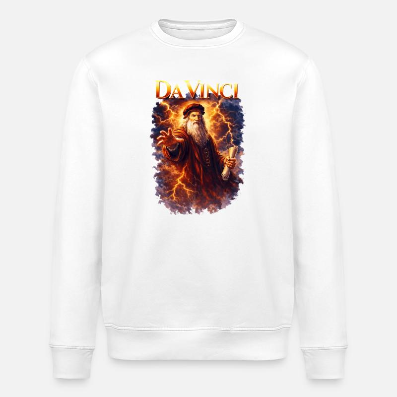 Leonardo Da Vinci Porträt - Stanley/Stella Unisex Bio-Sweatshirt ROLLER - Weiß