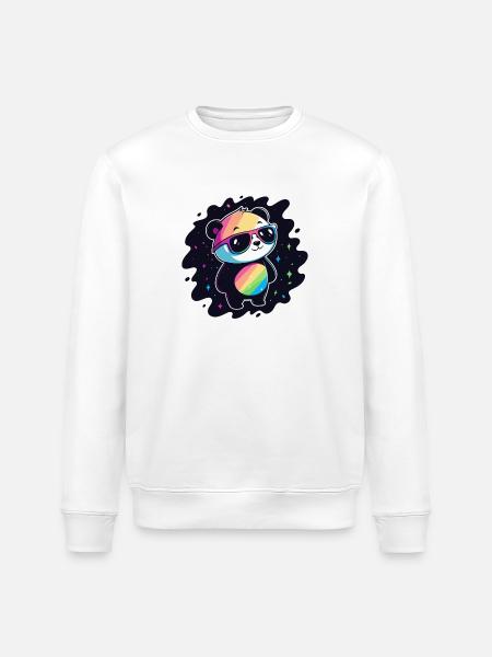 Panda Rainbow Galaxy Cool Glasses - Stanley/Stella ROLLER Unisex Organic Sweatshirt - white
