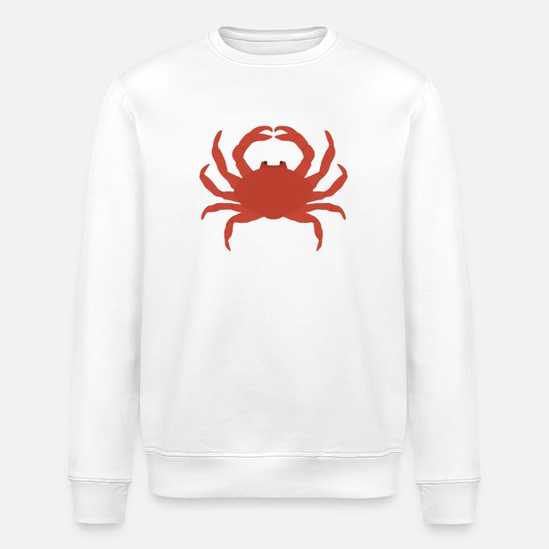 Crimson Crab Silhouette - Stanley/Stella ROLLER Unisex Organic Sweatshirt - white