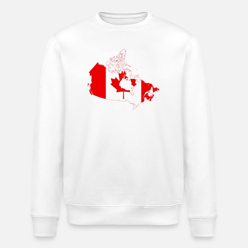 Canada Map Flag Silhouette - Stanley/Stella ROLLER Unisex Organic Sweatshirt - white