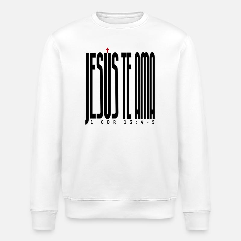 Jésus t’aime 2 - Sweat bio ROLLER Stanley/Stella Unisexe - blanc