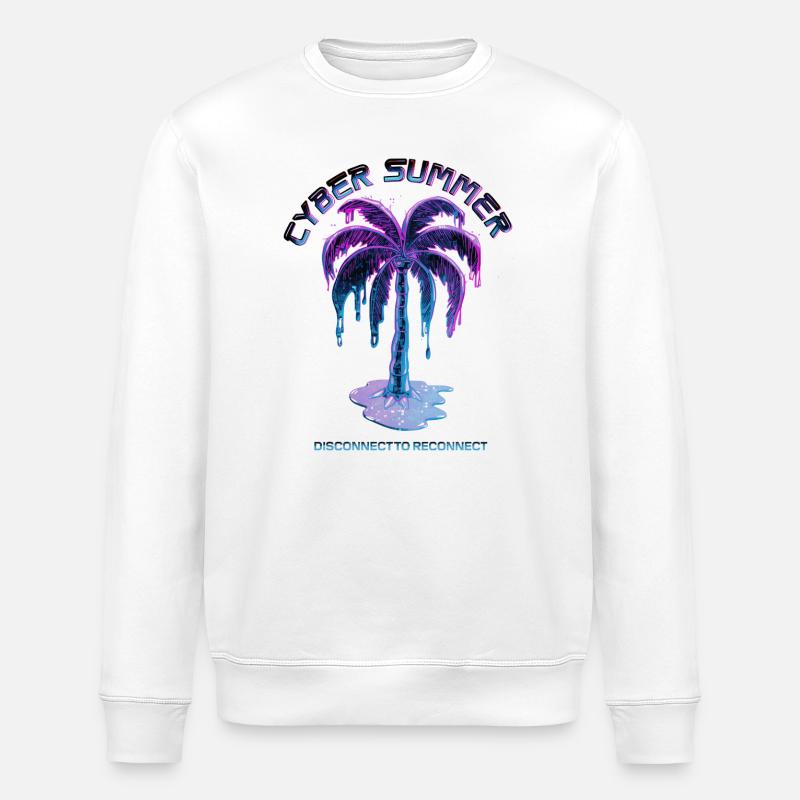 Cyber Summer Palm Melting - Sweat bio ROLLER Stanley/Stella Unisexe - blanc