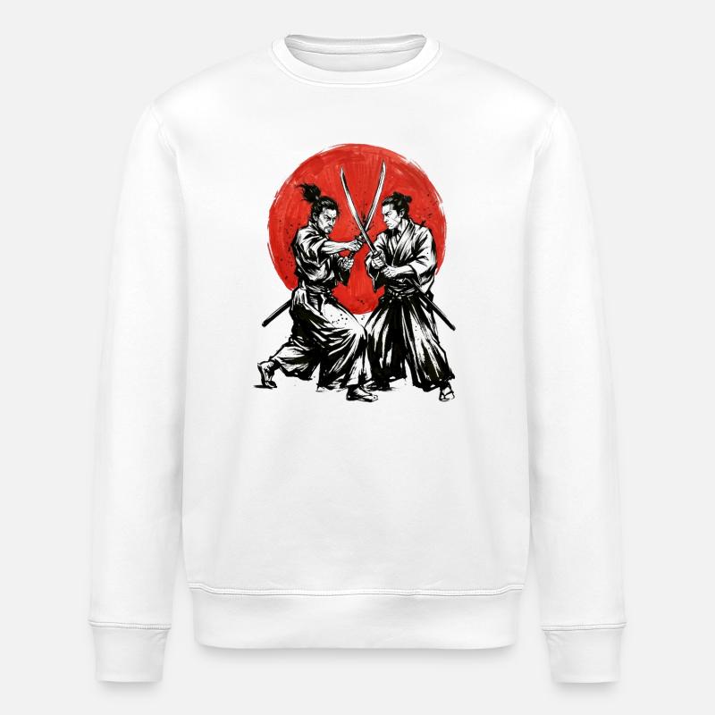 Samurai duels in the red circle - Stanley/Stella ROLLER Unisex Organic Sweatshirt - white