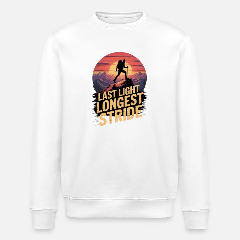 Last Light Longest Stride Hiking Sunset - Stanley/Stella ROLLER Unisex Organic Sweatshirt - white