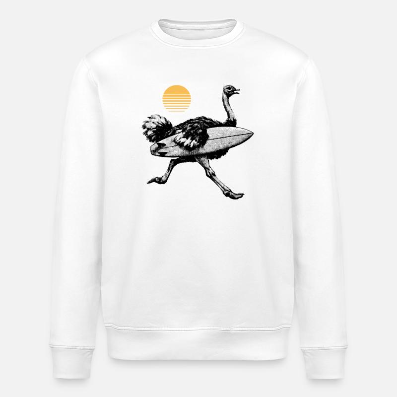 Autruche avec planche de surf - Sweat bio ROLLER Stanley/Stella Unisexe - blanc