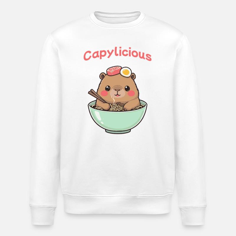 Ramen Capybara Rose – Chemise Mignonne Kawaii - Sweat bio ROLLER Stanley/Stella Unisexe - blanc