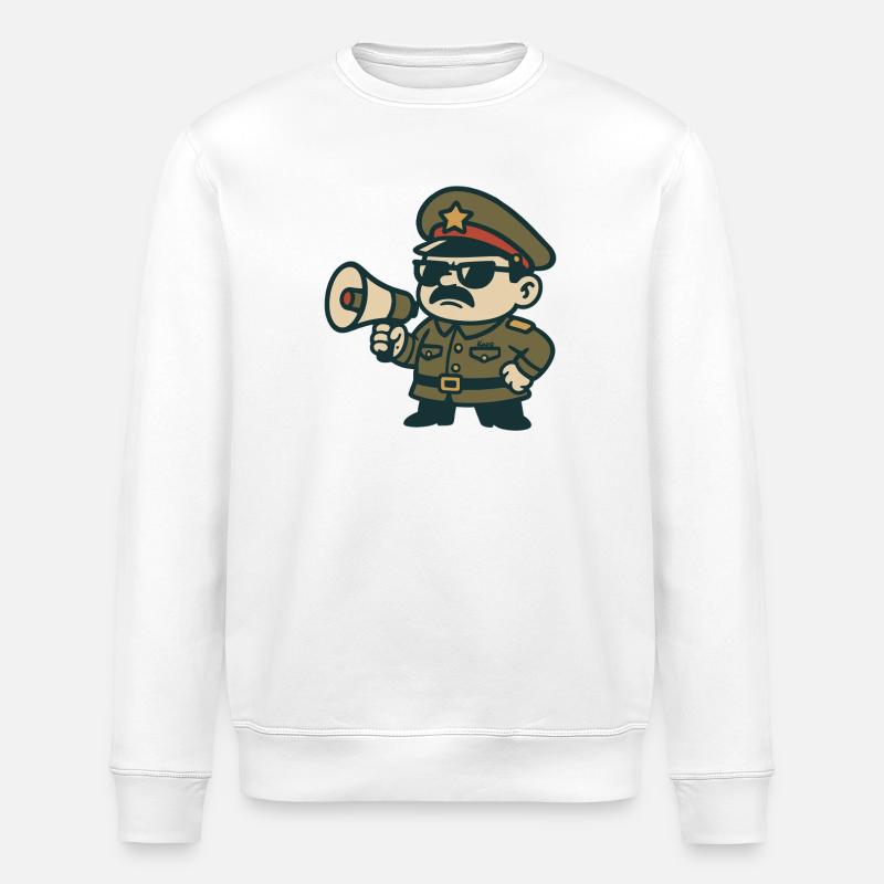 Retro Sergeant Megaphone - Stanley/Stella ROLLER Unisex Organic Sweatshirt - white
