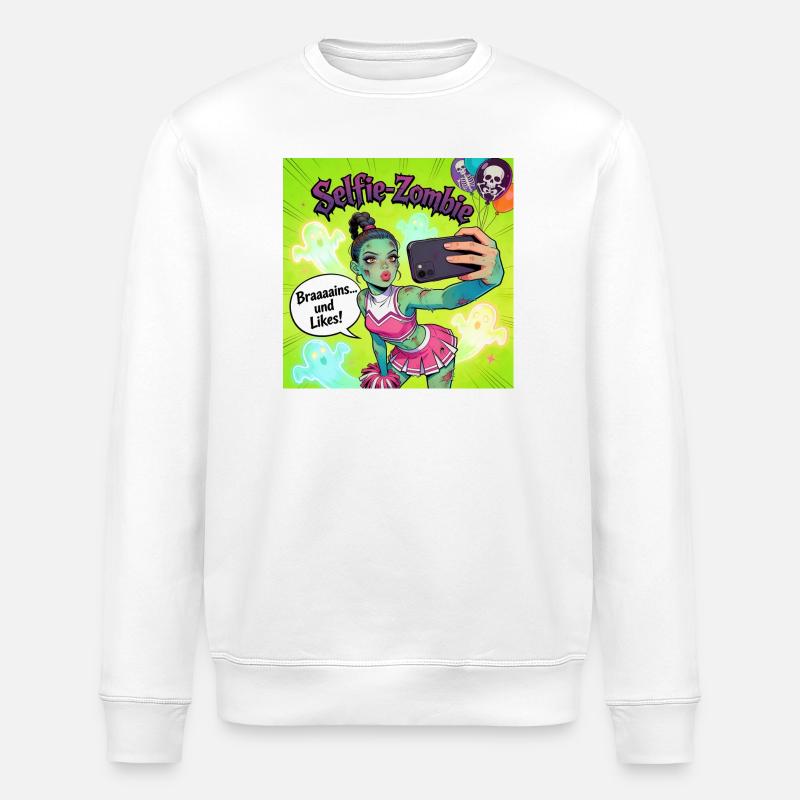 Selfie-Zombie Neon Cheerleader - Stanley/Stella Unisex Bio-Sweatshirt ROLLER - Weiß