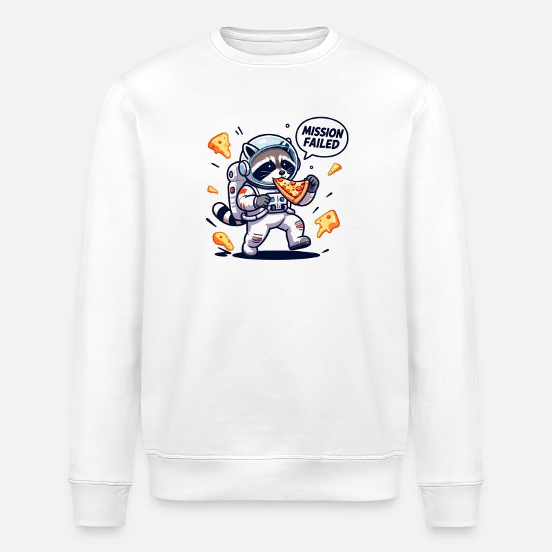 Kosmischer Waschbär-Pizza - Stanley/Stella Unisex Bio-Sweatshirt ROLLER - Weiß