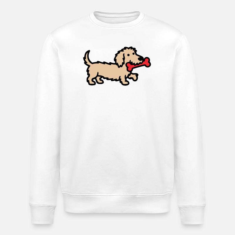 Terrier Doodle Bone Comic - Stanley/Stella ROLLER Unisex Organic Sweatshirt - white