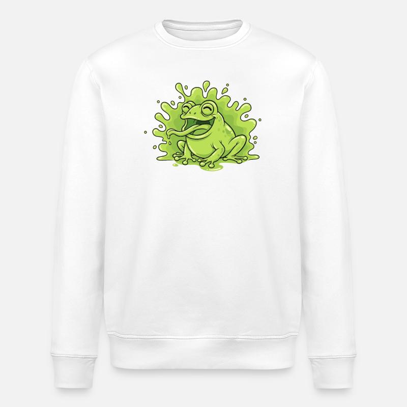 Fröhlicher Frosch im Slime Splash - Stanley/Stella Unisex Bio-Sweatshirt ROLLER - Weiß