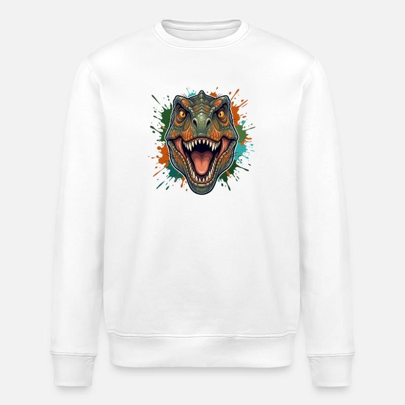 Dino-Roar: Farbenexplosion - Stanley/Stella Unisex Bio-Sweatshirt ROLLER - Weiß