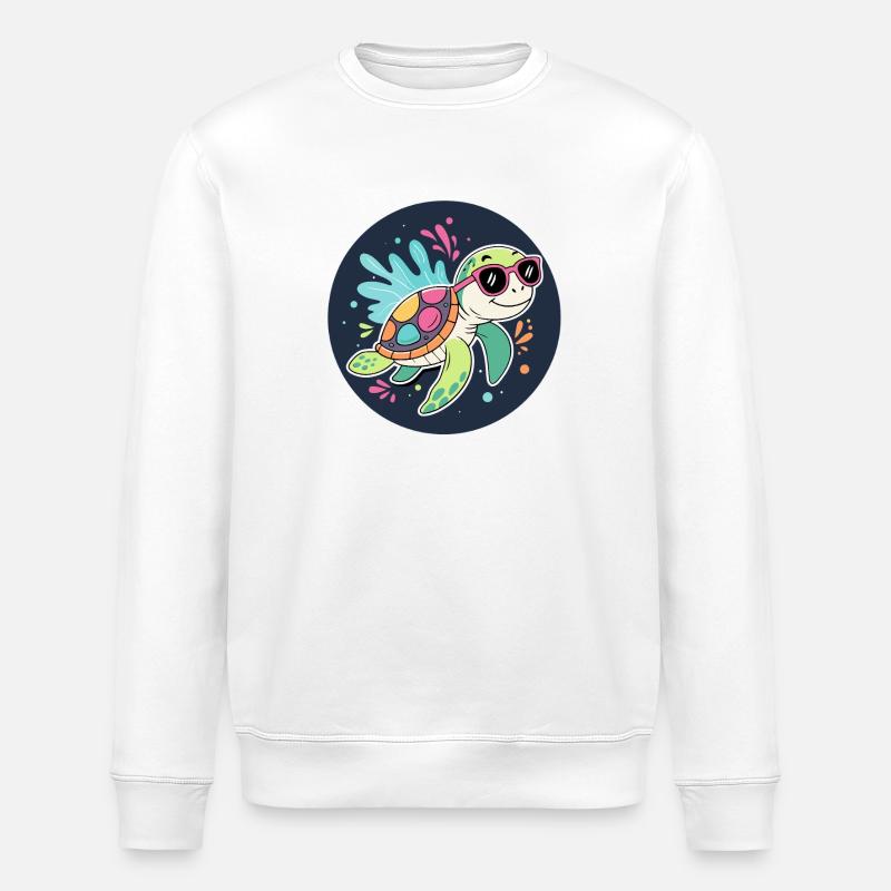 Solar Tropical Turtle - Stanley/Stella ROLLER Unisex Organic Sweatshirt - white