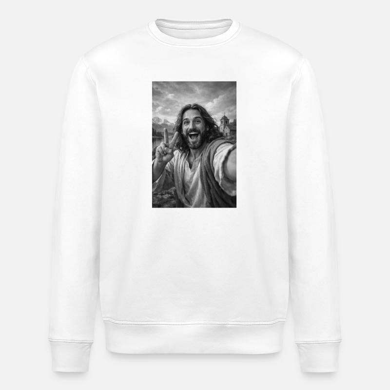 Jesus Christ Selbstporträt - Stanley/Stella Unisex Bio-Sweatshirt ROLLER - Weiß