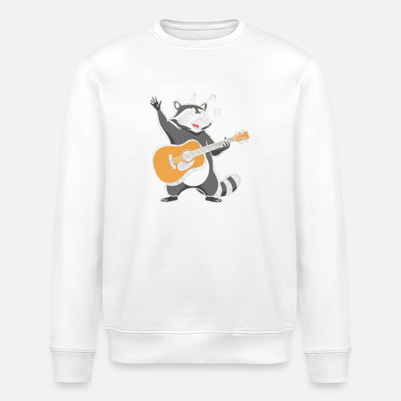 Raccoon avec chant à la guitare - Sweat bio ROLLER Stanley/Stella Unisexe - blanc