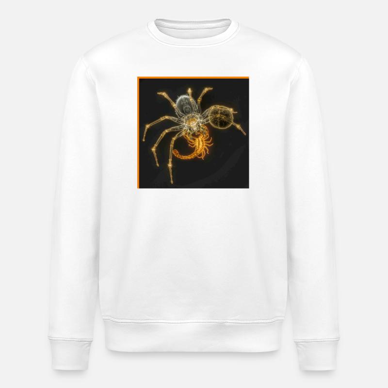 Neon Spider with Funky Tails - Stanley/Stella ROLLER Unisex Organic Sweatshirt - white