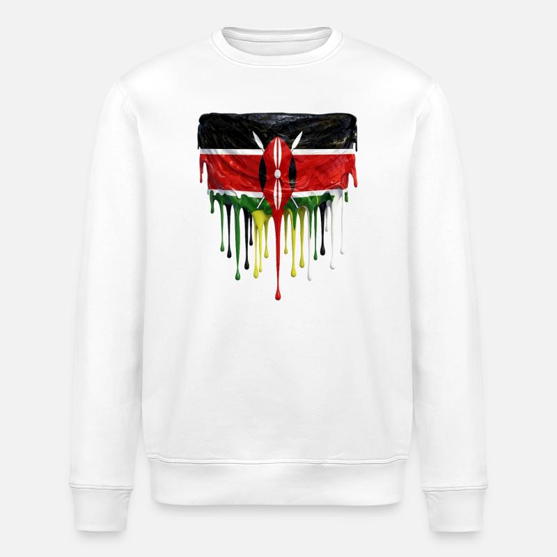 Kenya Flag in Drop Art - Stanley/Stella ROLLER Unisex Organic Sweatshirt - white