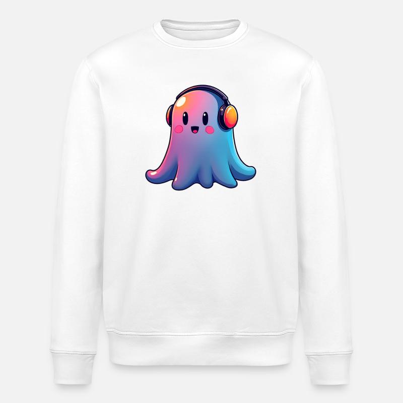 Gespenst mit Kopfhörern - Stanley/Stella Unisex Bio-Sweatshirt ROLLER - Weiß
