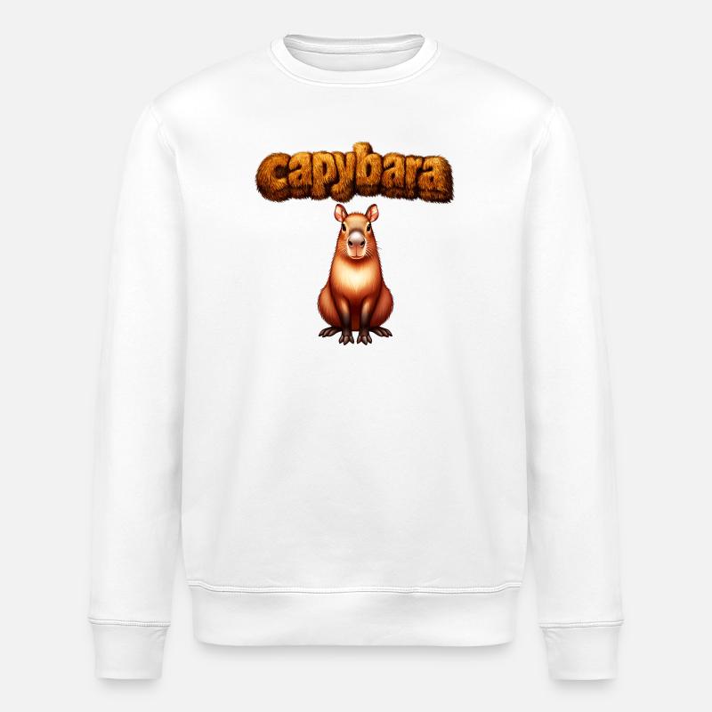 Hairy Capybara Artwork - Stanley/Stella ROLLER Unisex Organic Sweatshirt - white