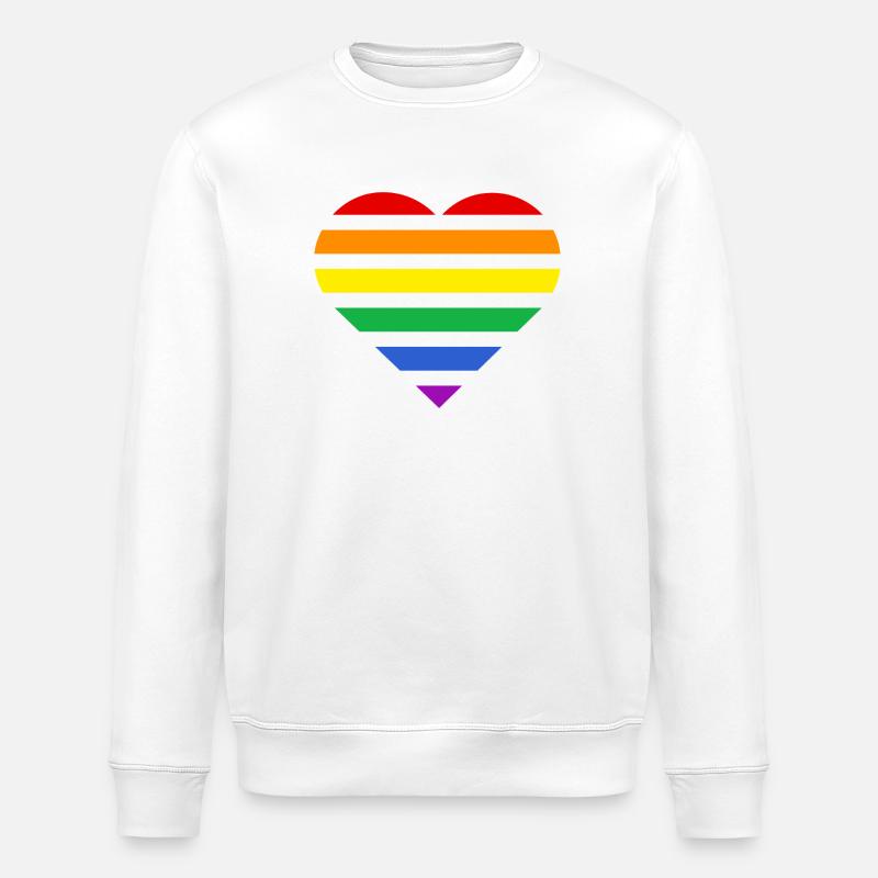Pride Flag Heart · Classic Rainbow - Stanley/Stella Unisex Bio-Sweatshirt ROLLER - Weiß
