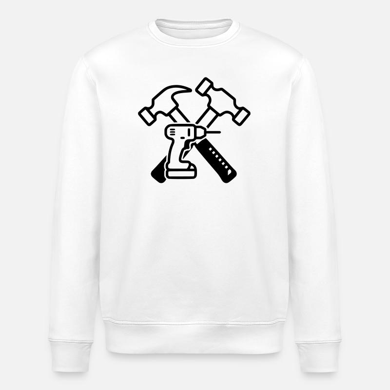 Tool Hammers Drills Outline - Stanley/Stella ROLLER Unisex Organic Sweatshirt - white