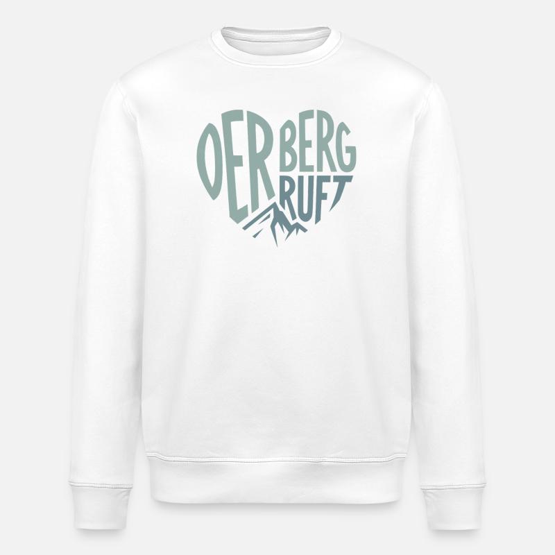 Der Berg ruft Herzmotiv Gipfel - Stanley/Stella Unisex Bio-Sweatshirt ROLLER - Weiß