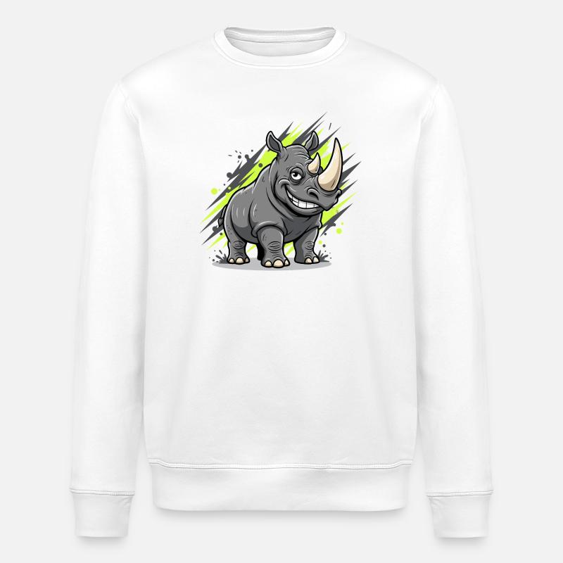 Grinsender Rhino Graffiti Stil - Stanley/Stella Unisex Bio-Sweatshirt ROLLER - Weiß