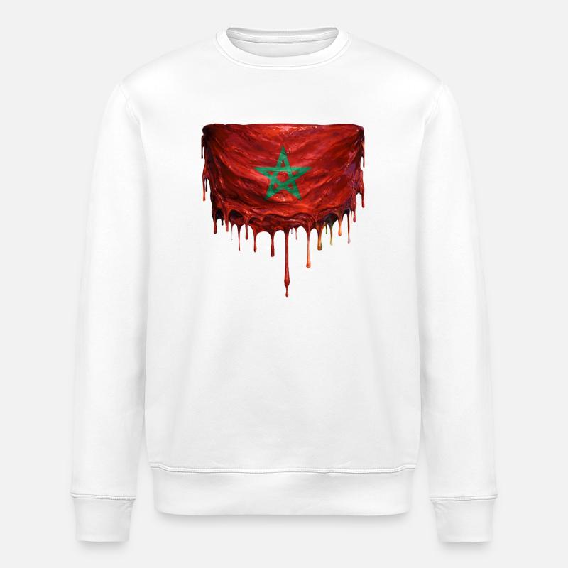 Morocco Flagge Tropfenkunst - Stanley/Stella Unisex Bio-Sweatshirt ROLLER - Weiß