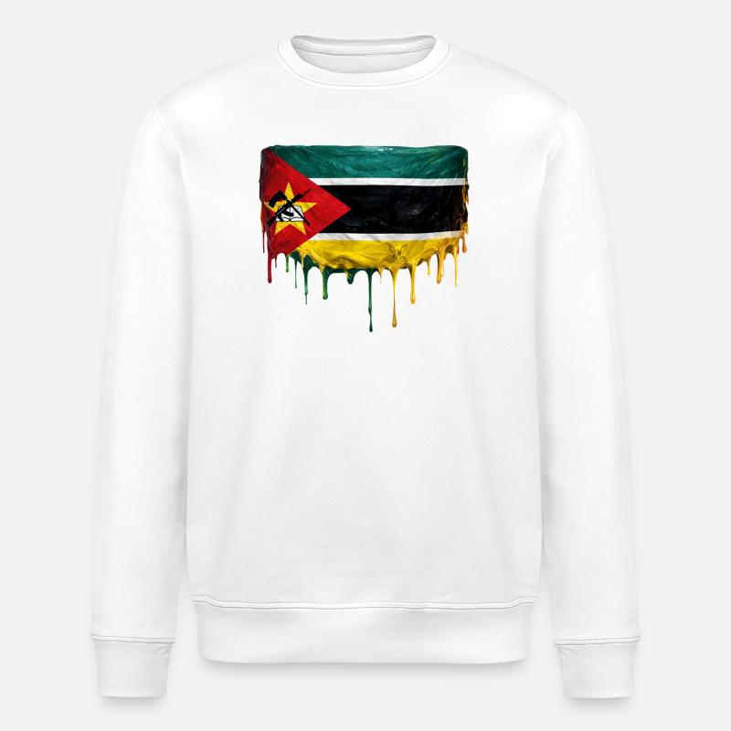Mozambique Flaggen-Gemälde Tropfen - Stanley/Stella Unisex Bio-Sweatshirt ROLLER - Weiß