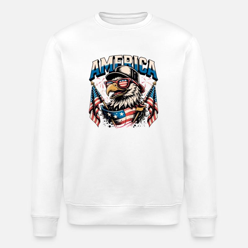 Aigle patriotique avec drapeaux - Sweat bio ROLLER Stanley/Stella Unisexe - blanc