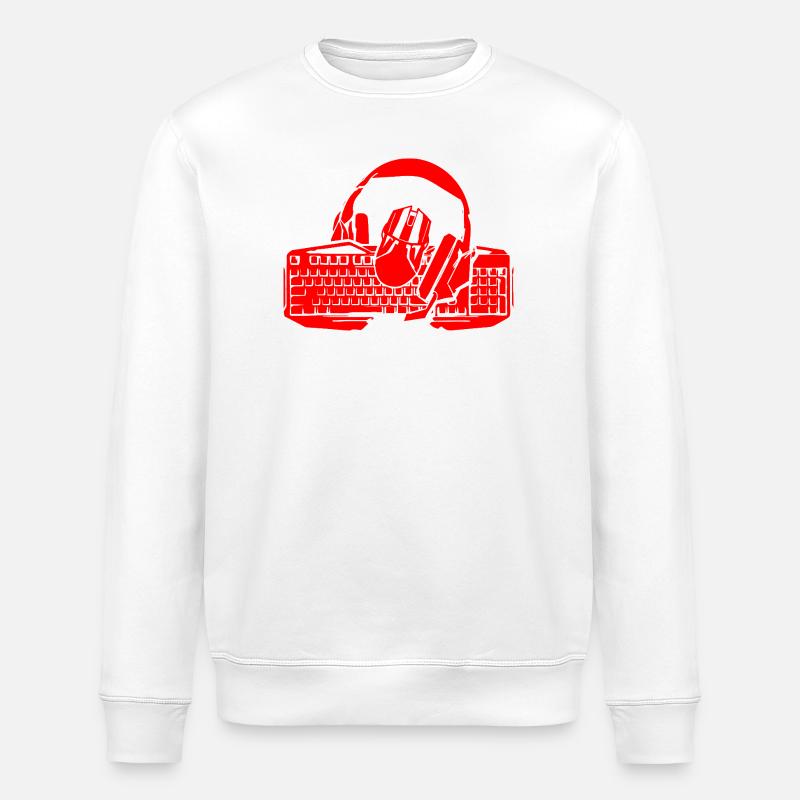 Clavier et casque rétro - Sweat bio ROLLER Stanley/Stella Unisexe - blanc