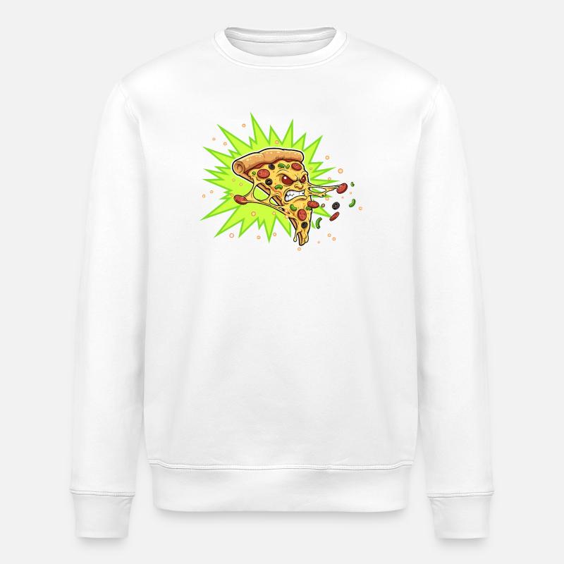 Pizza Slice Aggressor Neonburst - Stanley/Stella ROLLER Unisex Organic Sweatshirt - white