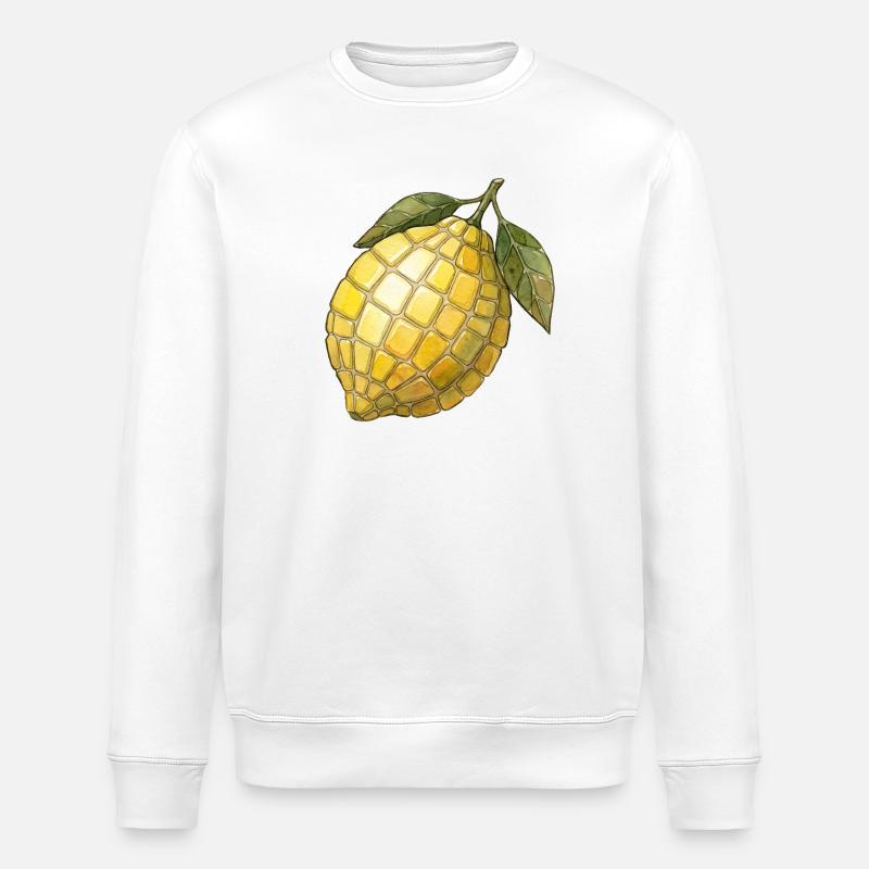 Zitrone Mosaik - Frische Mediterrane Geschenkidee - Stanley/Stella Unisex Bio-Sweatshirt ROLLER - Weiß