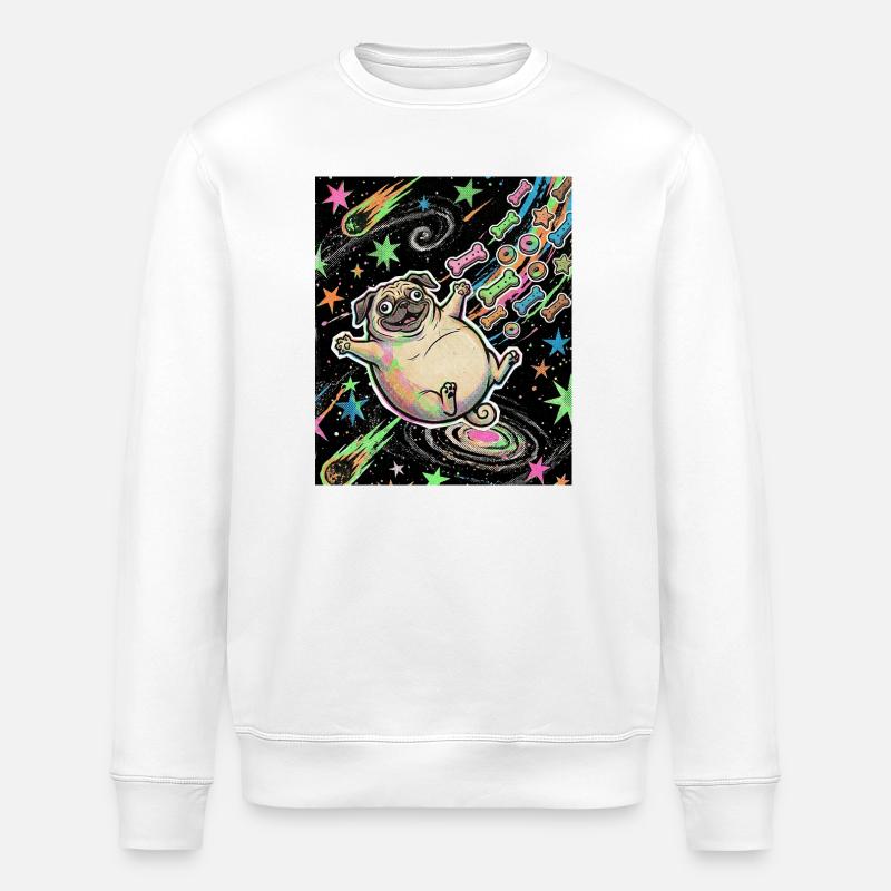 Thick Space Pug - Stanley/Stella ROLLER Unisex Organic Sweatshirt - white