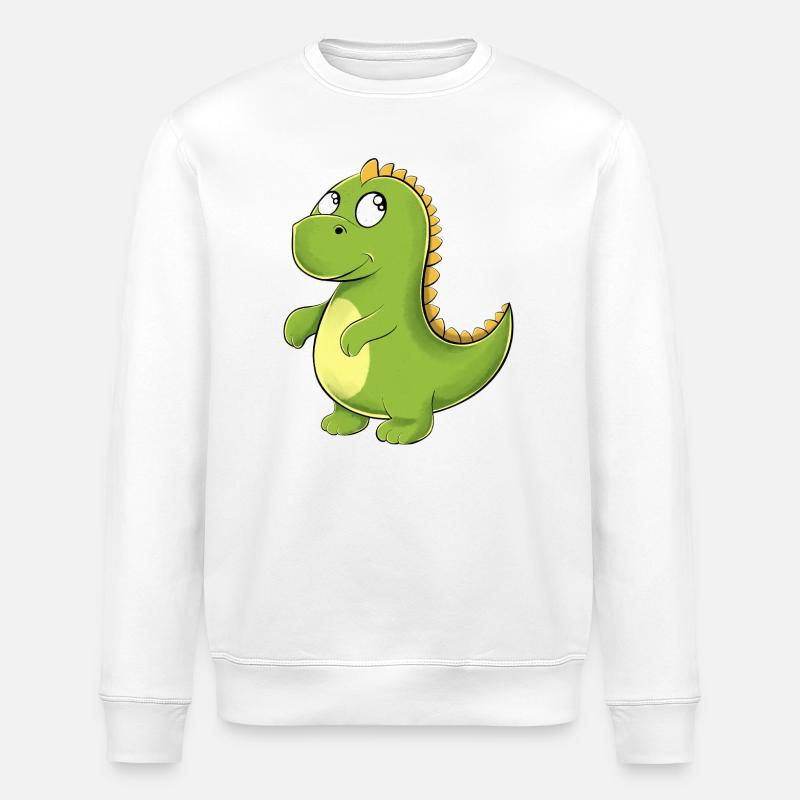 Glade grønne Dino - Stanley/Stella økologisk unisex-sweatshirt ROLLER - hvid
