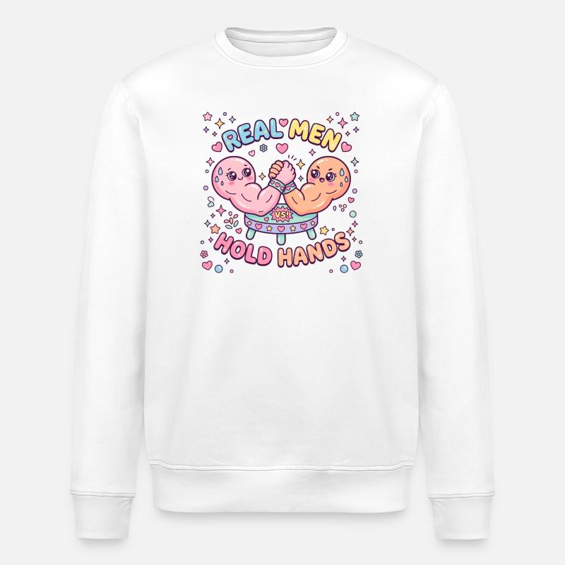 Armbrydning – Rigtige mænd, der holder i hånd - Stanley/Stella økologisk unisex-sweatshirt ROLLER - hvid