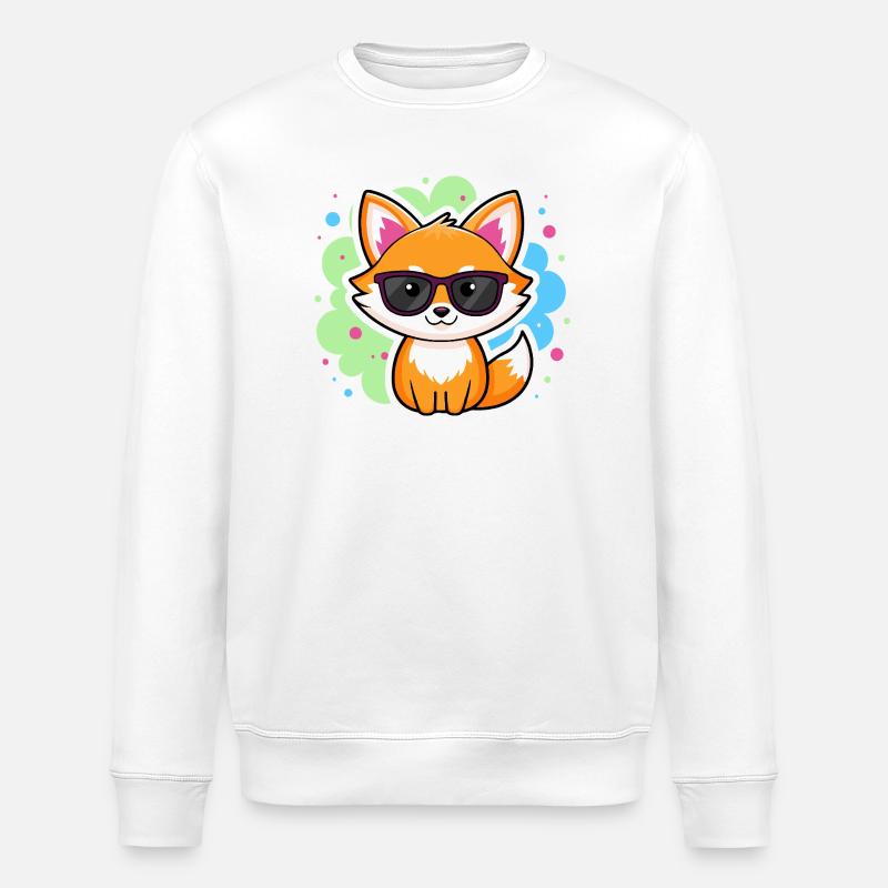 Fox Pop Glasses - Stanley/Stella ROLLER Unisex Organic Sweatshirt - white