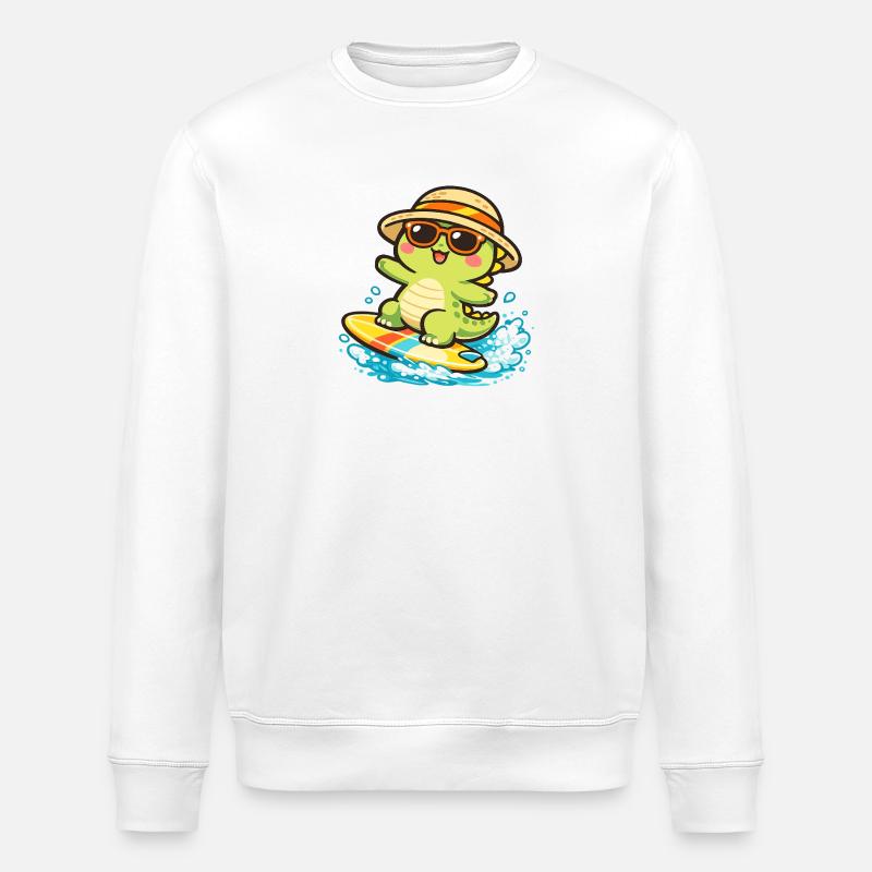 Sonnige Surf-Schildkröte - Stanley/Stella Unisex Bio-Sweatshirt ROLLER - Weiß
