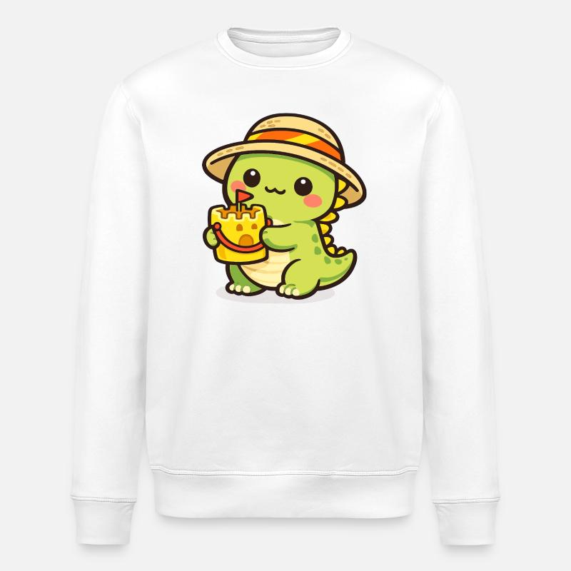 Kawaii Dino avec Cake Hat - Sweat bio ROLLER Stanley/Stella Unisexe - blanc