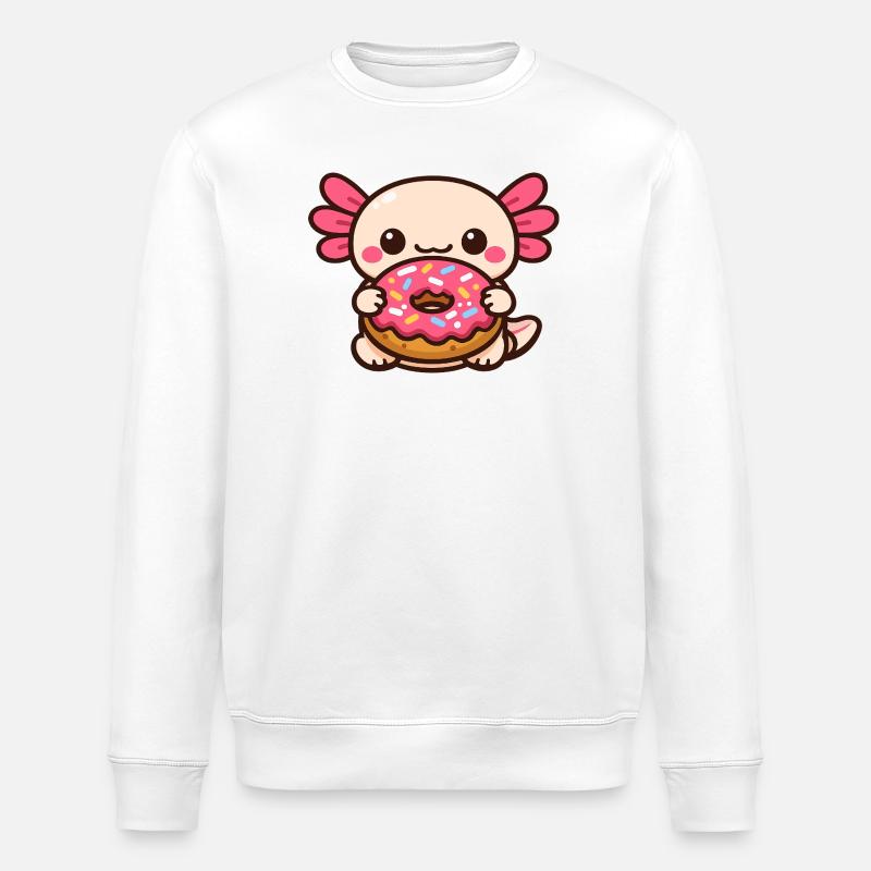 Axolotl Kawaii Donut avec des vermicelles - Sweat bio ROLLER Stanley/Stella Unisexe - blanc
