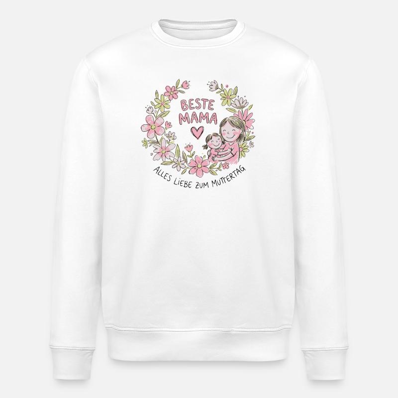 Beste Mama Blütenherz Umarmung - Stanley/Stella Unisex Bio-Sweatshirt ROLLER - Weiß
