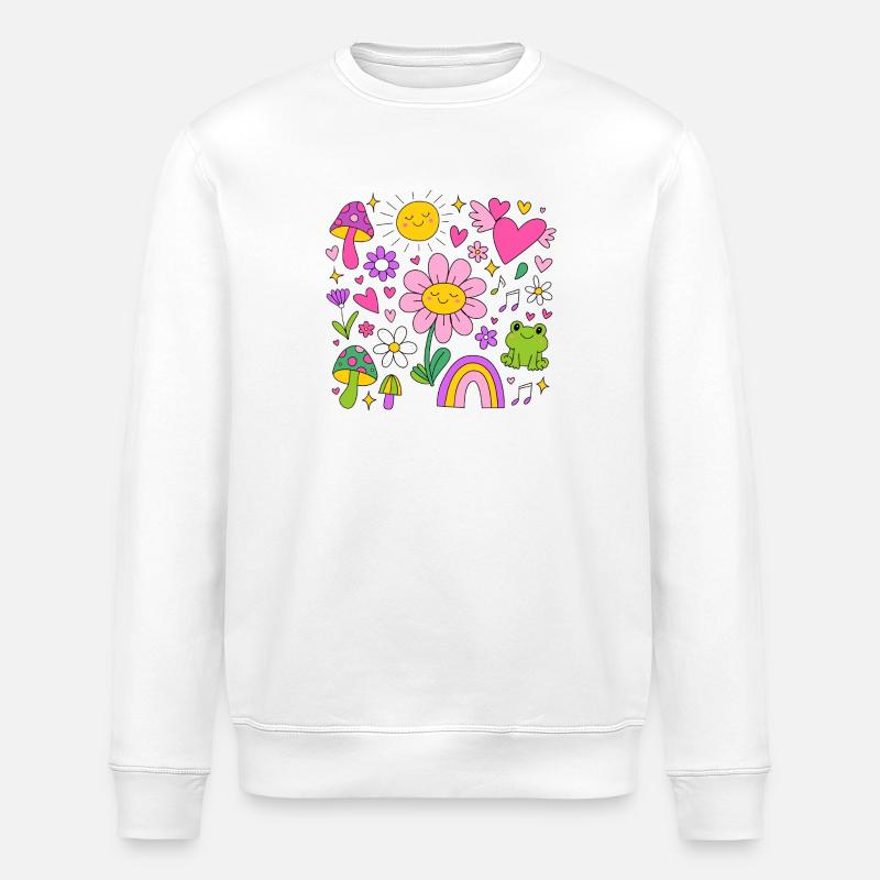 Cute Y2K Flower | bunte Blumen - Stanley/Stella Unisex Bio-Sweatshirt ROLLER - Weiß