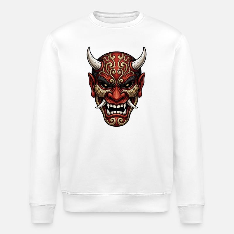 Hannya-Oni-Dämon - Stanley/Stella Unisex Bio-Sweatshirt ROLLER - Weiß