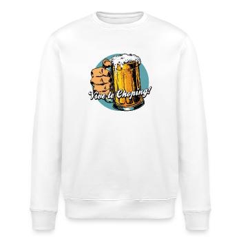 VIVE LE CHOPING ! - humour bière et shopping - Sweat bio ROLLER Stanley/Stella Unisexe - blanc - Devant - Nik (191cm)