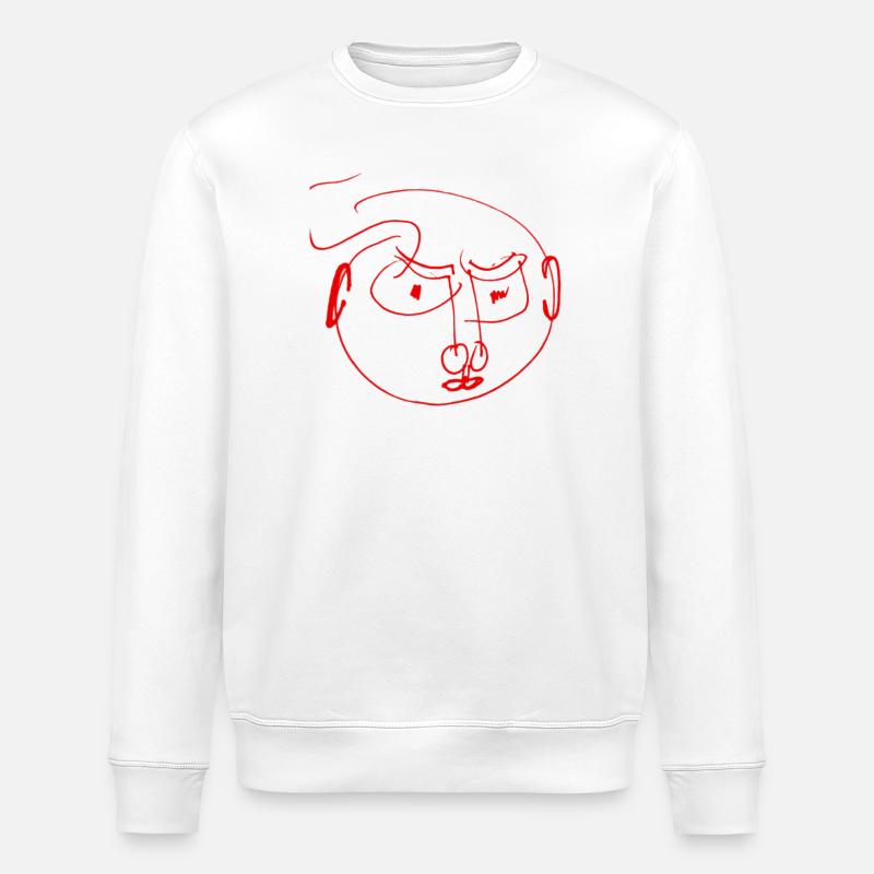 Abstraktes rotes Künstlergesicht Geschenk - Stanley/Stella Unisex Bio-Sweatshirt ROLLER - Weiß