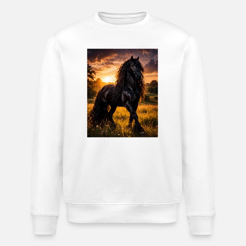 Cheval noir clair du soir - Sweat bio ROLLER Stanley/Stella Unisexe - blanc